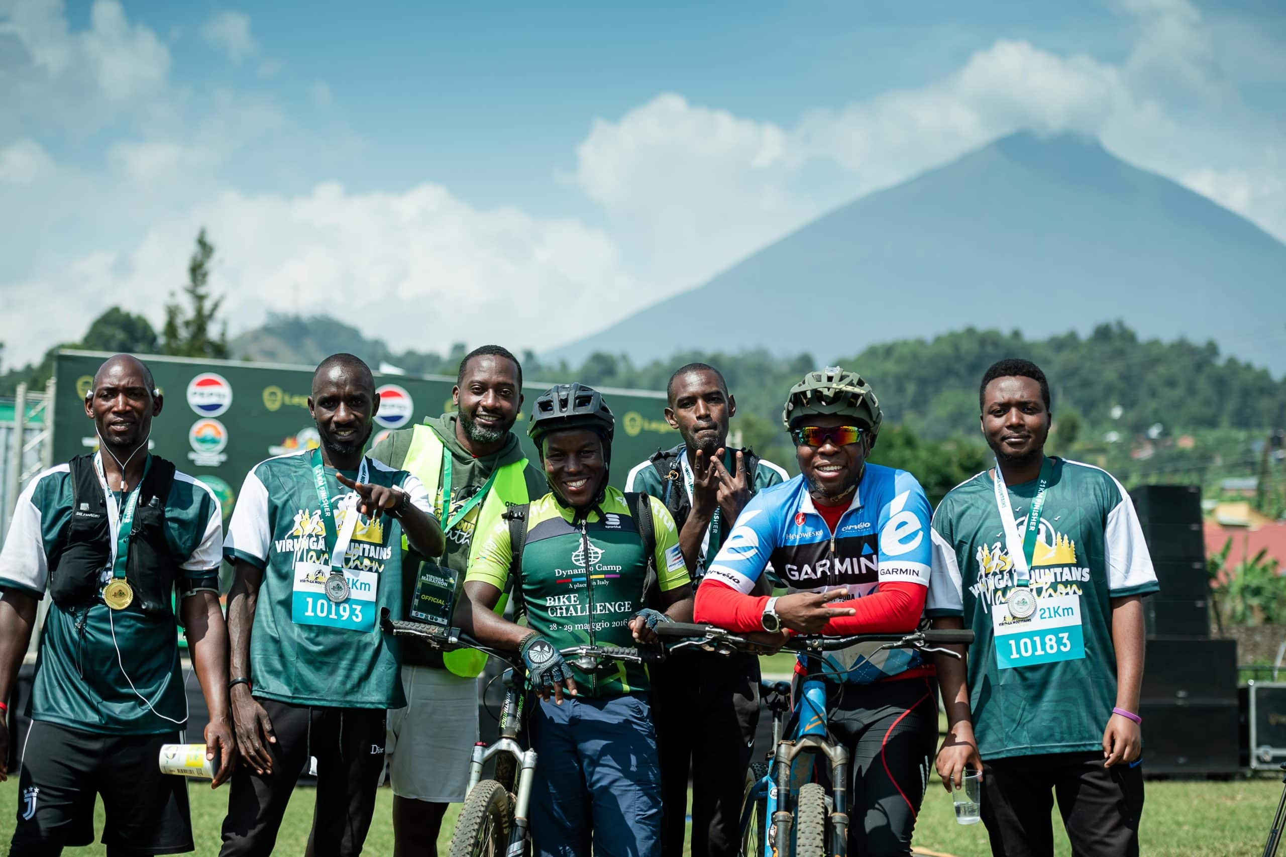 Cyclists on the Virunga cycling challenge